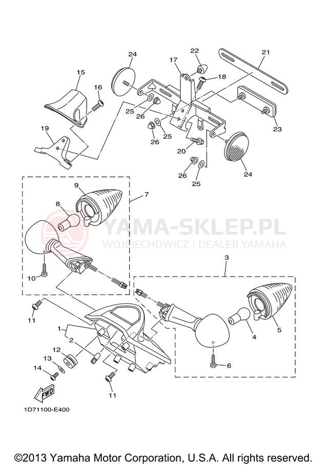 Schemat "lampa tył" do Yamaha STRATOLINER XV19CTV/XV19CTVC