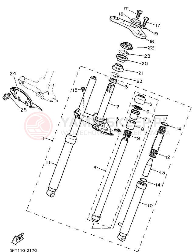 Schemat "Amortyzatory przód" do Yamaha Y-ZINGER PW50D