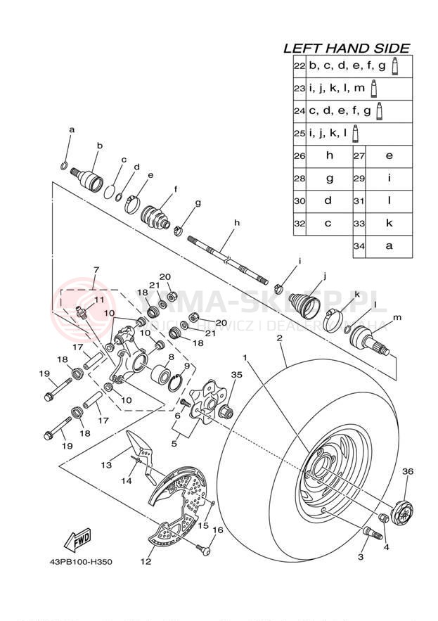 Schemat "Koło tył" do Yamaha GRIZZLY 5504WD YFM5FGAL