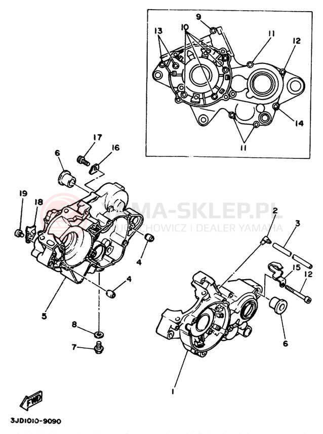Schemat "Obudowa silnika" do Yamaha YZ125W