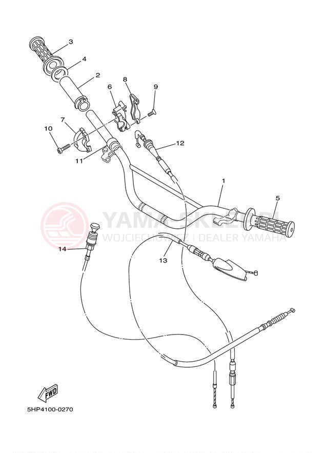 Schemat "Kierownica i osprzęt" do Yamaha TTR125L TTR125LM