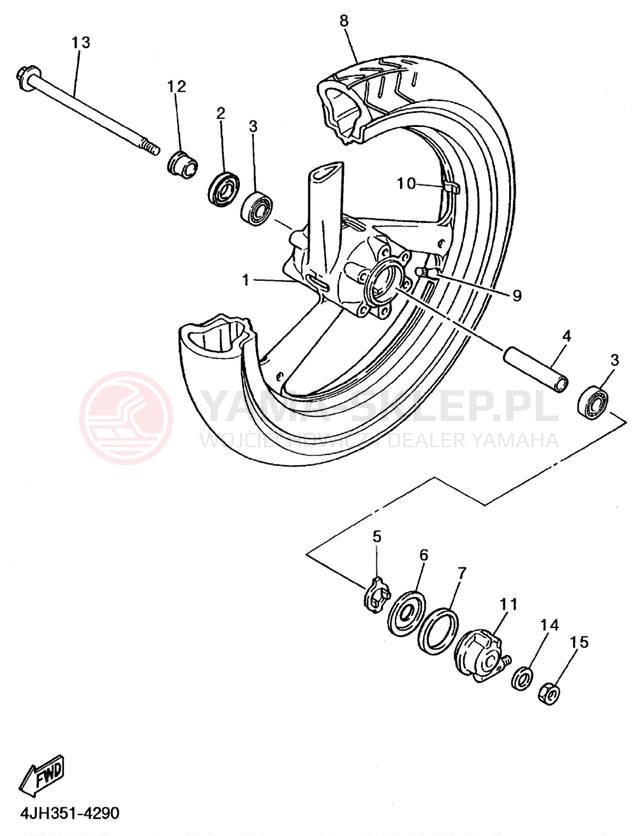 Schemat "Koło przód" do Yamaha YZF600RHC/YZF600RH