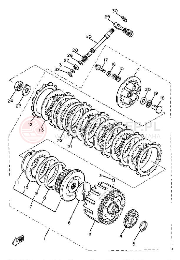 Schemat "sprzęgło" do Yamaha XJ550RH