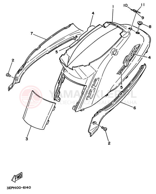 Schemat "Pokrywa boczna" do Yamaha RAZZ SH50L