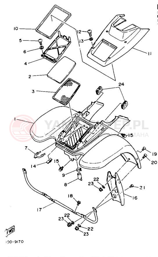 Schemat "Przedni błotnik" do Yamaha YFM100W