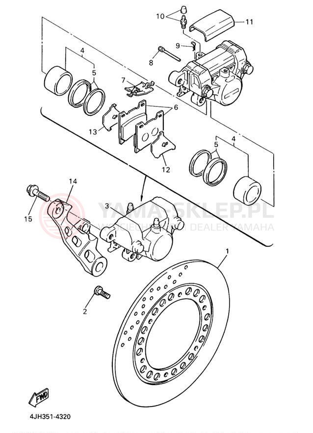 Schemat "Zacisk hamulcowy tylny" do Yamaha YZF600R YZF600RT/YZF600RTC