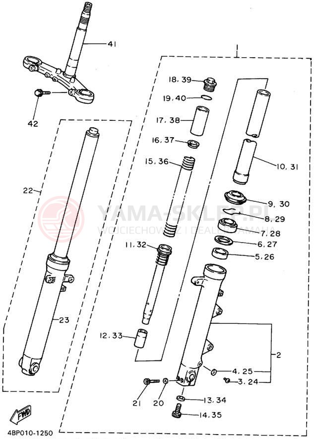 Schemat "Amortyzatory przód" do Yamaha SECA II XJ600SFC/XJ600SF