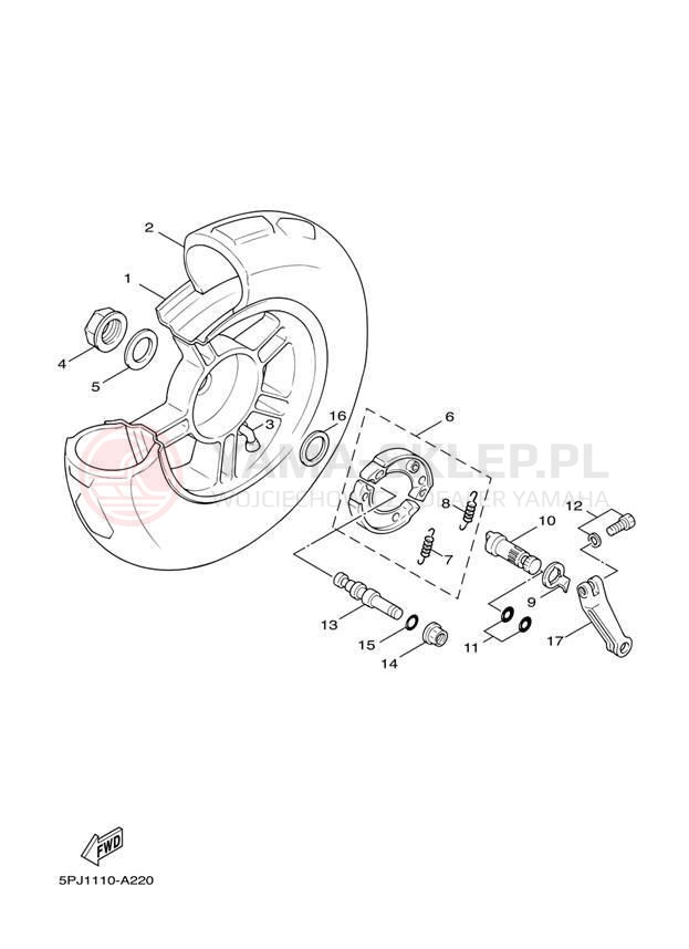 Schemat "Koło tył" do Yamaha ZUMA YW50T