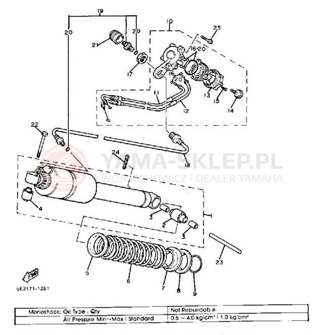 Schemat "zawieszenie tył" do Yamaha VIRAGO 750 XV750J
