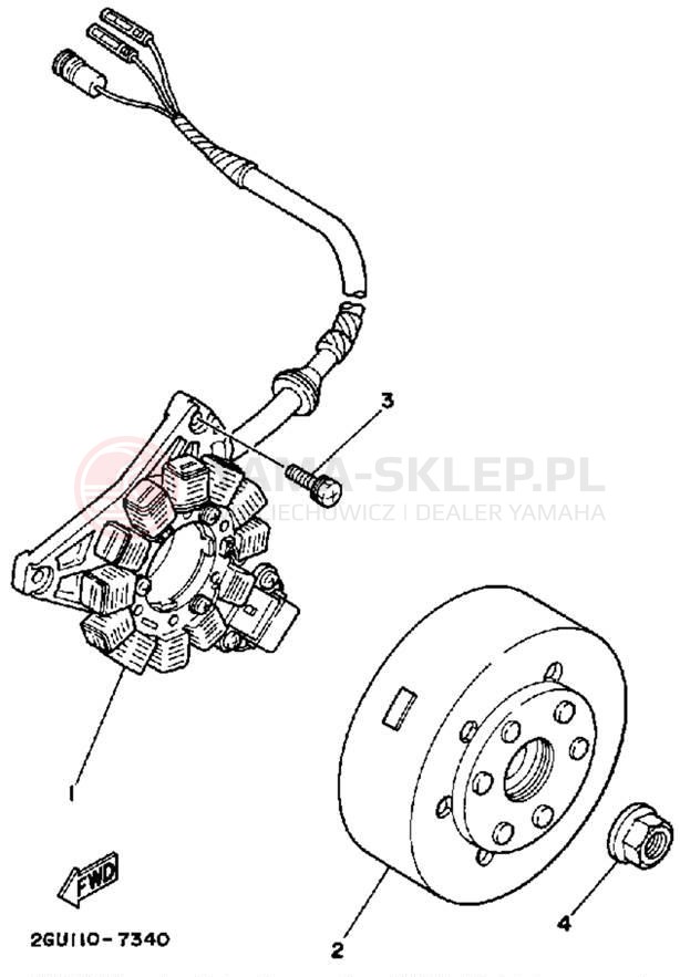 Schemat "prądnica" do Yamaha BANSHEE YFZ350W