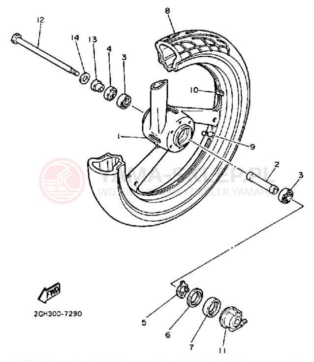 Schemat "Koło przód" do Yamaha FZR1000TC/FZR1000T