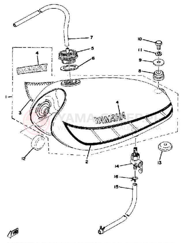 Schemat "zbiornik paliwa" do Yamaha YZ100E