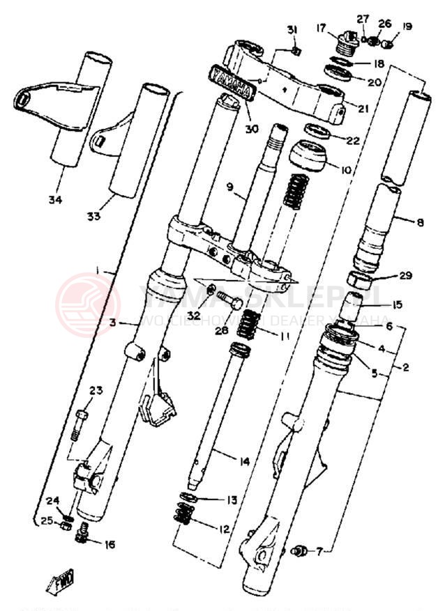 Schemat "Amortyzatory przód" do Yamaha XS1100SG