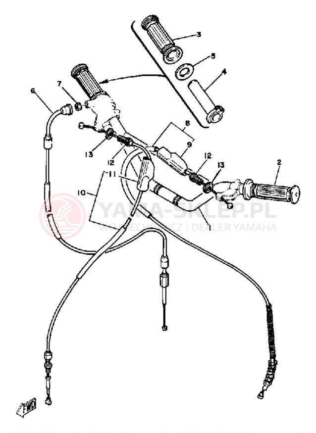 Schemat "Kierownica i osprzęt" do Yamaha YZ60K