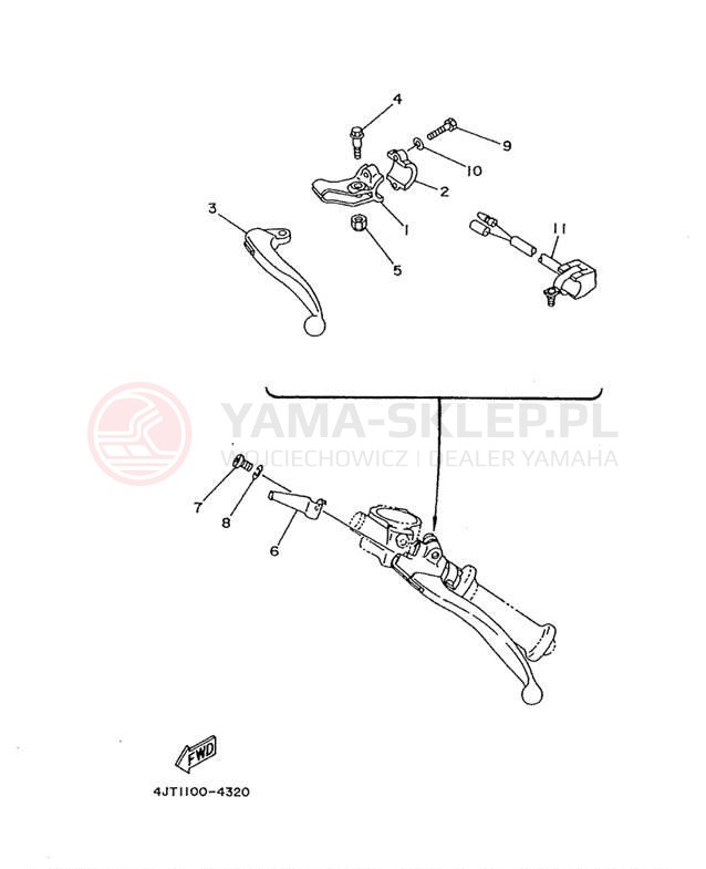 Schemat "Kierownica i osprzęt" do Yamaha TZ125 TZ125