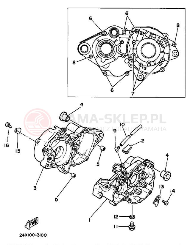 Schemat "Obudowa silnika" do Yamaha YZ125K