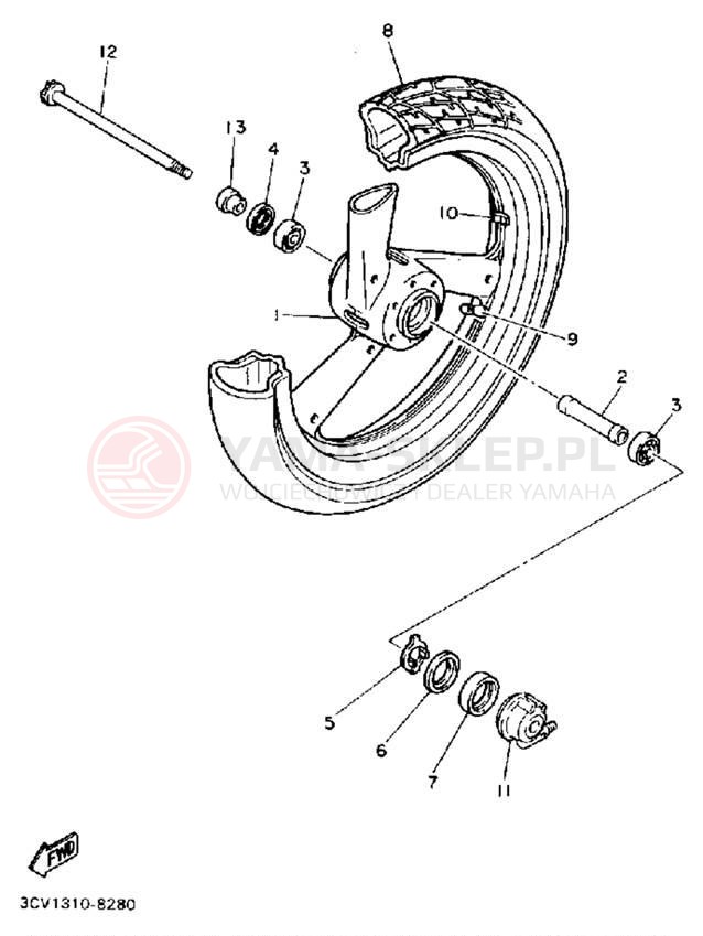 Schemat "Koło przód" do Yamaha FJ1200D/FJ1200DC