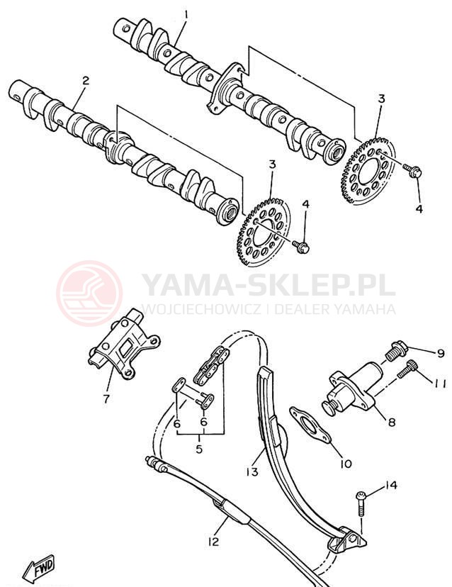 Schemat "Rozrząd - łańcuszek" do Yamaha FZR600RLC/FZR600RL