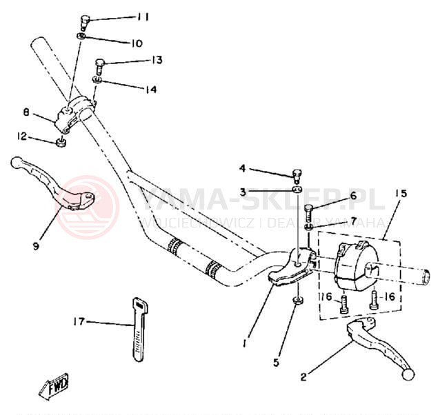 Schemat "Kierownica i osprzęt" do Yamaha IT175G