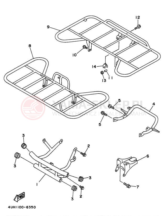 Schemat "osłona / stelaż" do Yamaha BIG BEAR 2WD YFM350UK