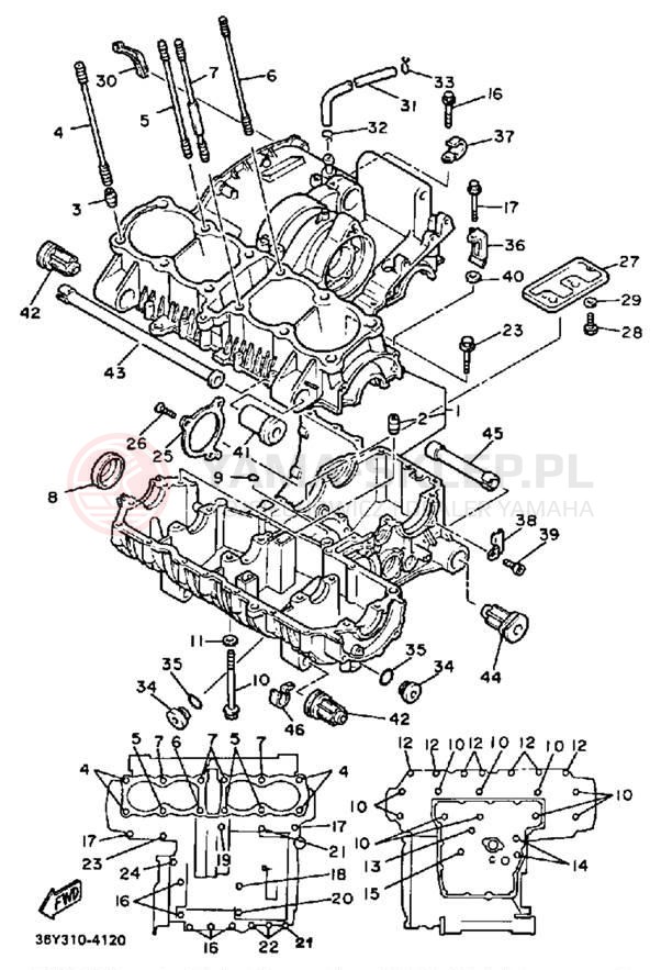 Schemat "Obudowa silnika" do Yamaha FJ1100L/FJ1100LC