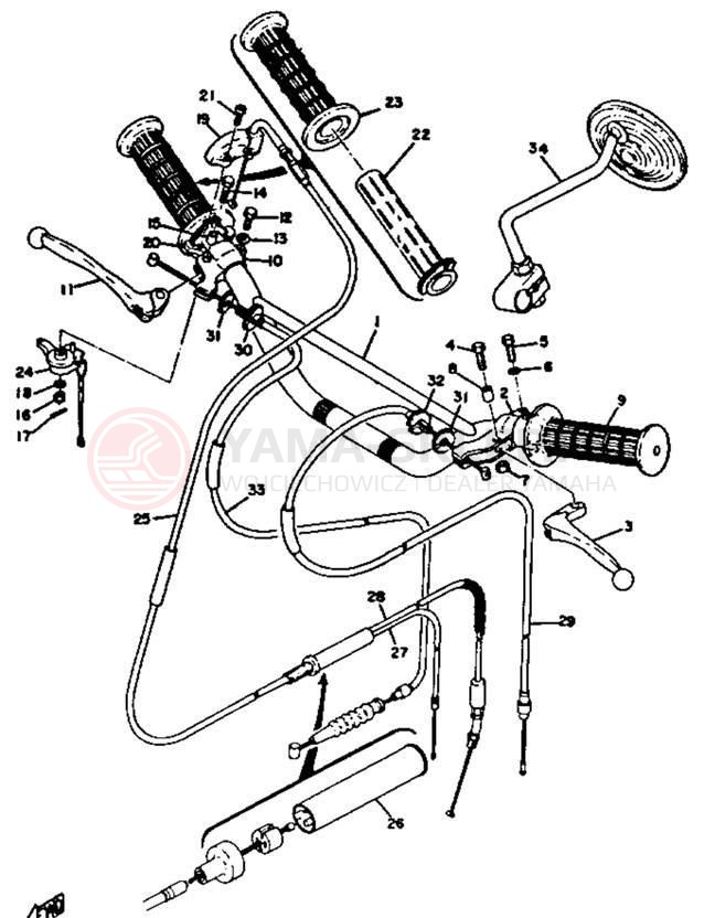 Schemat "Kierownica i osprzęt" do Yamaha DT3/RT3