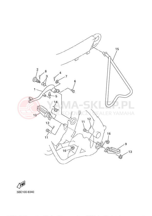 Schemat "Stopka postojowa i podnóżki" do Yamaha YZ426F YZ426FP