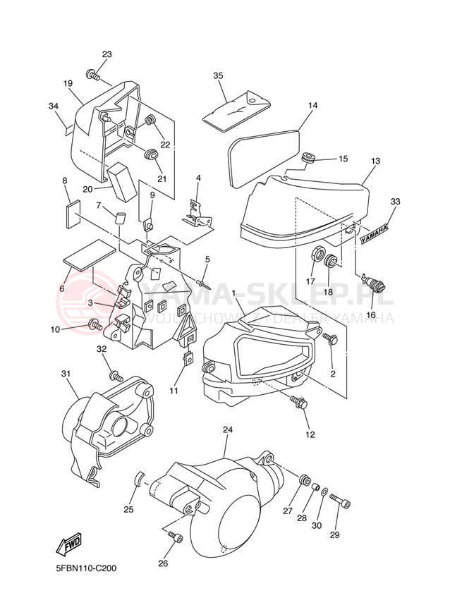 Schemat "Pokrywa boczna" do Yamaha V STAR CUSTOM XVS65S/XVS65SC