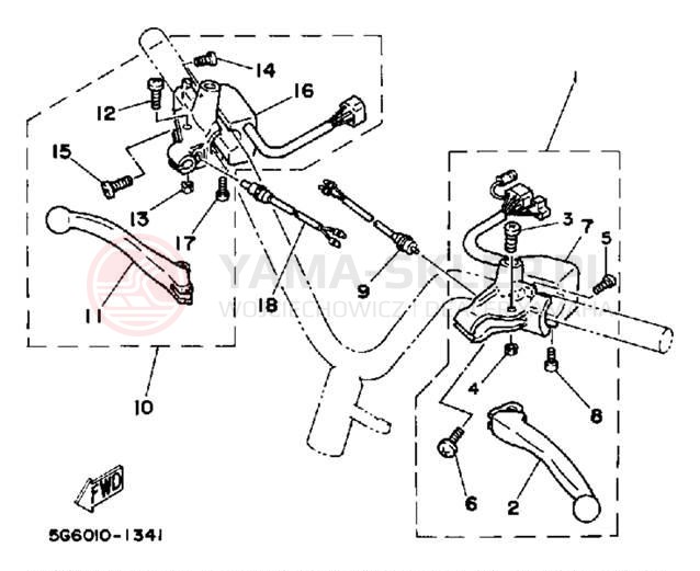 Schemat "Kierownica i osprzęt" do Yamaha RIVA 80 CV80N