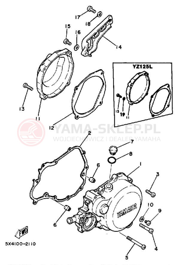 Schemat "Pokrywa silnika" do Yamaha YZ125K