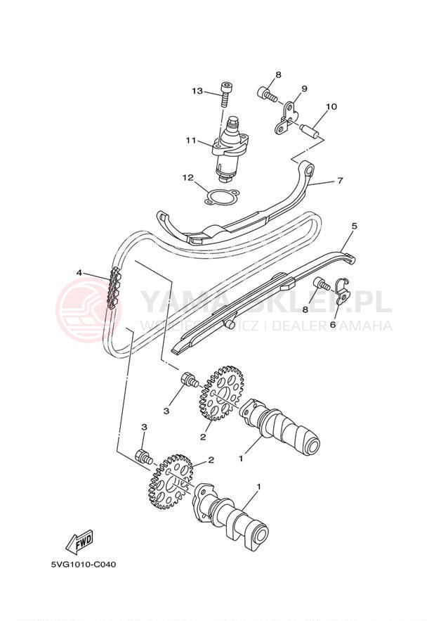 Schemat "Rozrząd - łańcuszek" do Yamaha MORPHOUS CP250XL