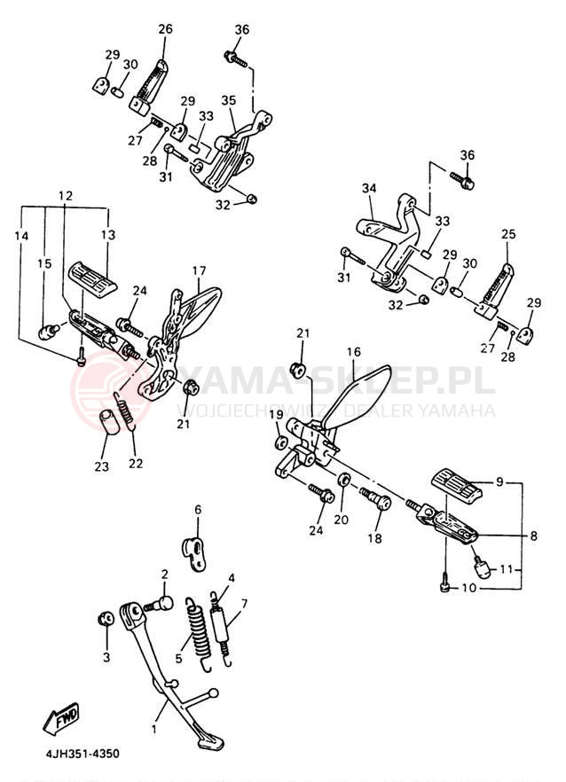 Schemat "Stopka postojowa i podnóżki" do Yamaha YZF600RJC/YZF600RJ