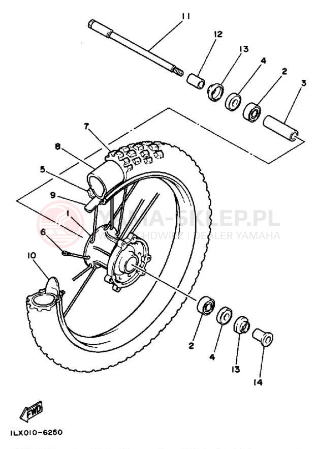 Schemat "Koło przód" do Yamaha YZ125S