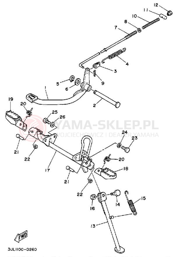 Schemat "Stopka postojowa i podnóżki" do Yamaha RT100E