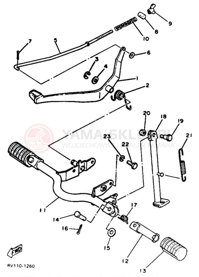 Schemat "Stopka postojowa i podnóżki" do Yamaha Y-ZINGER PW80B
