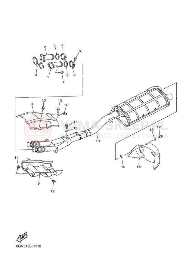 Schemat "Wydech końcowy" do Yamaha PHAZER MTX PZ50MTEW