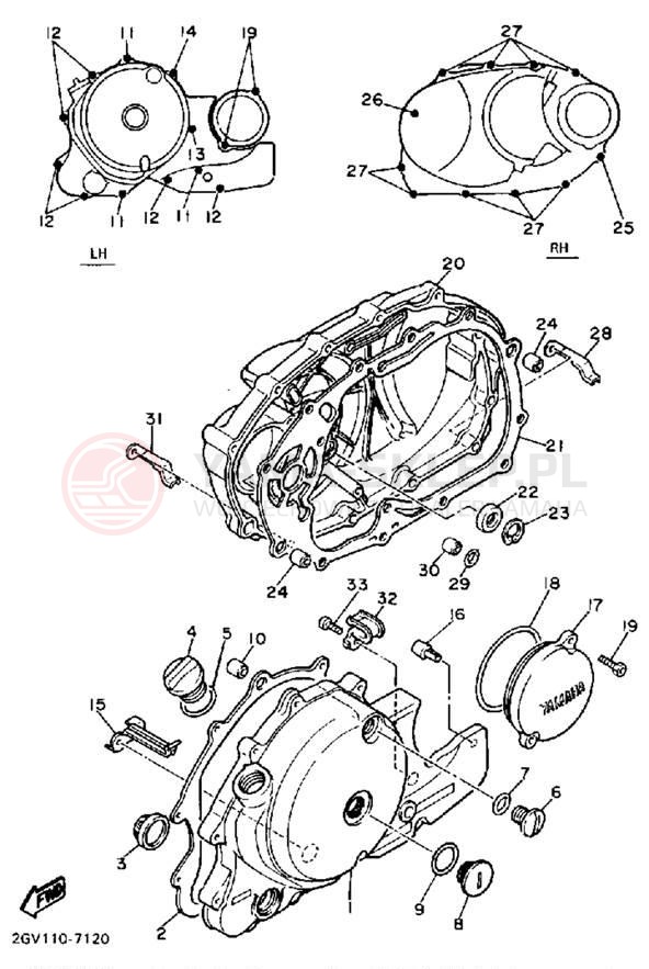 Schemat "Pokrywa silnika" do Yamaha VIRAGO 535 XV535U