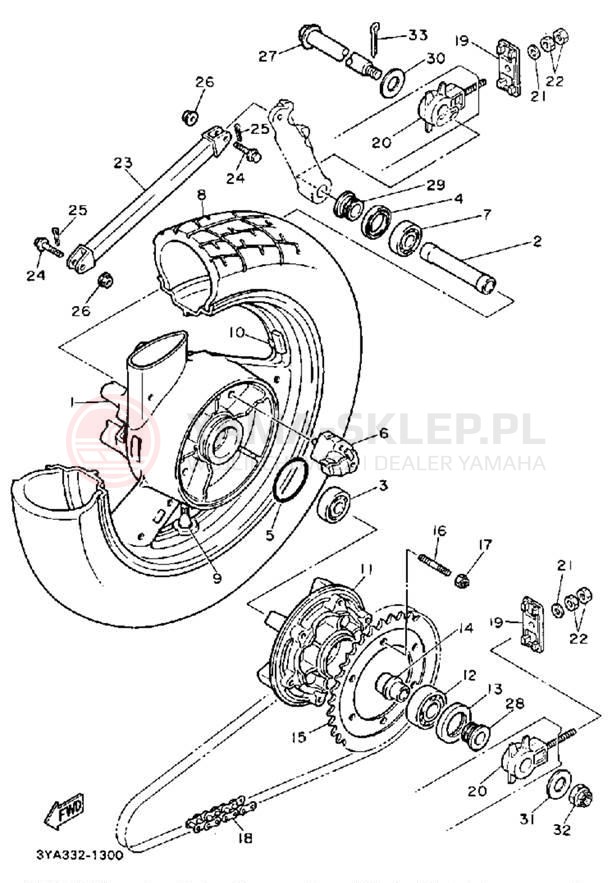 Schemat "Koło tył" do Yamaha FJ1200B/FJ1200BC