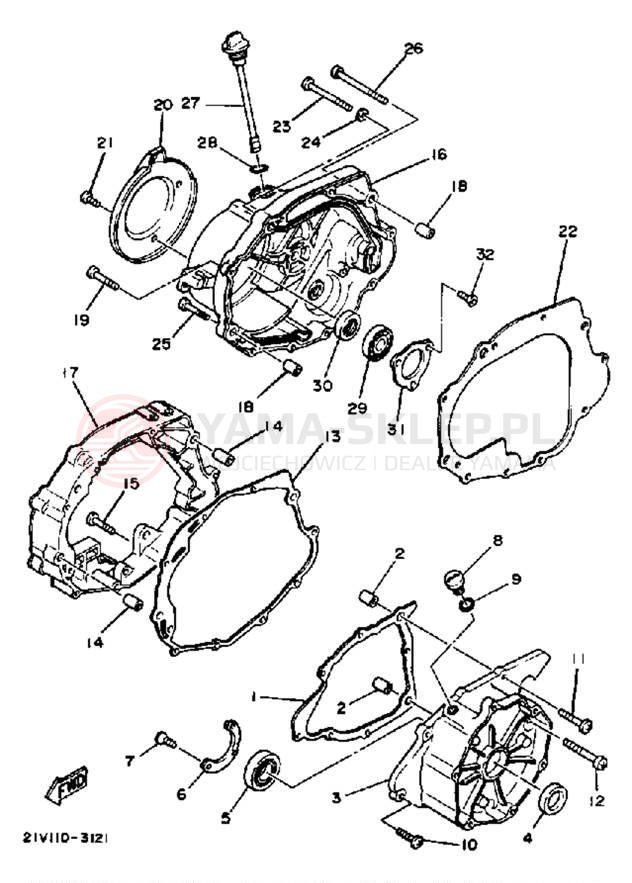 Schemat "Pokrywa silnika" do Yamaha YTM200EL