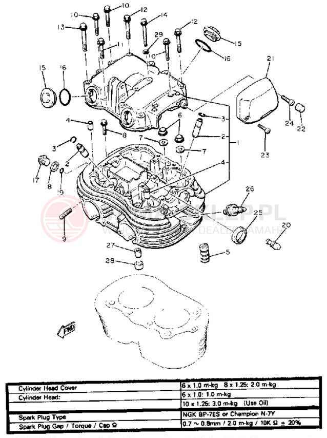 Schemat "głowica" do Yamaha XS400G