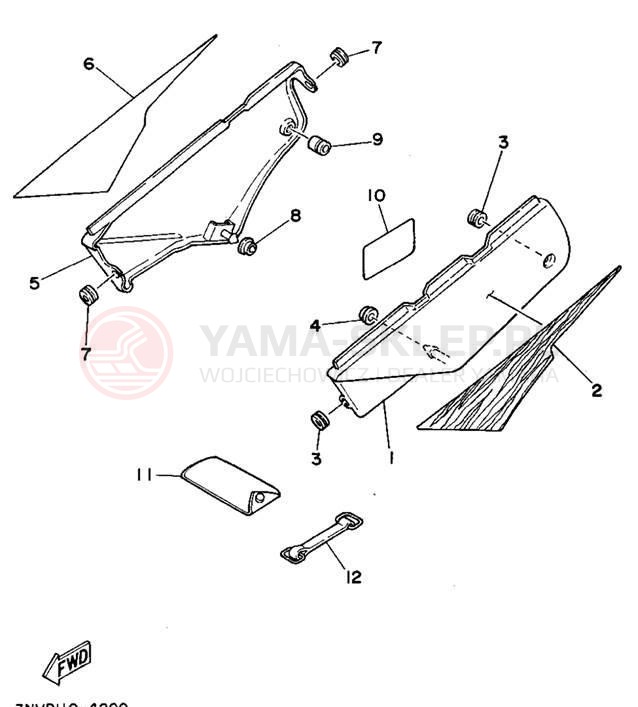 Schemat "Pokrywa boczna" do Yamaha XT350F/XT350FC