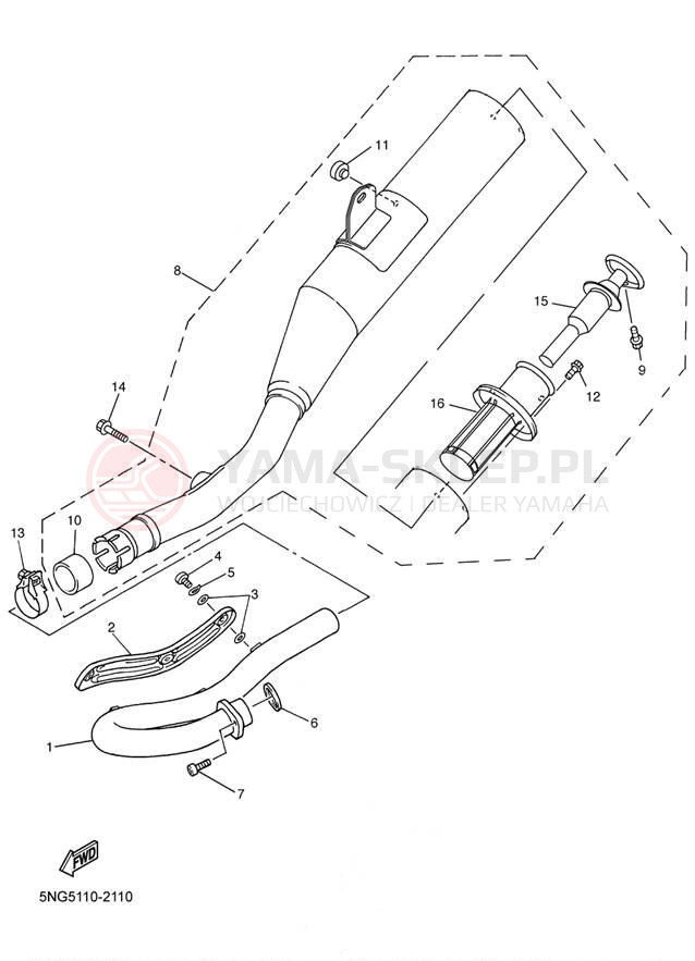 Schemat "Wydech końcowy" do Yamaha WR426F WR426FN