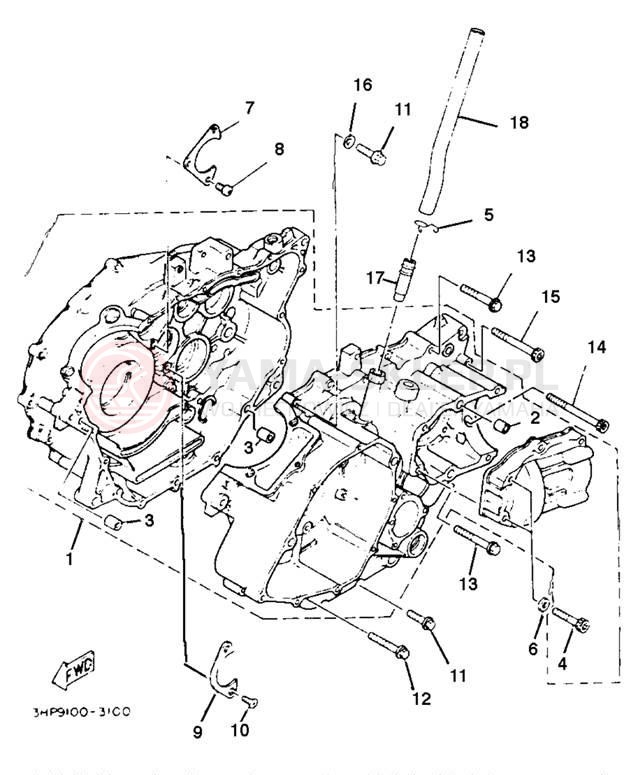 Schemat "Obudowa silnika" do Yamaha BIG BEAR 4WD YFM350FWE_