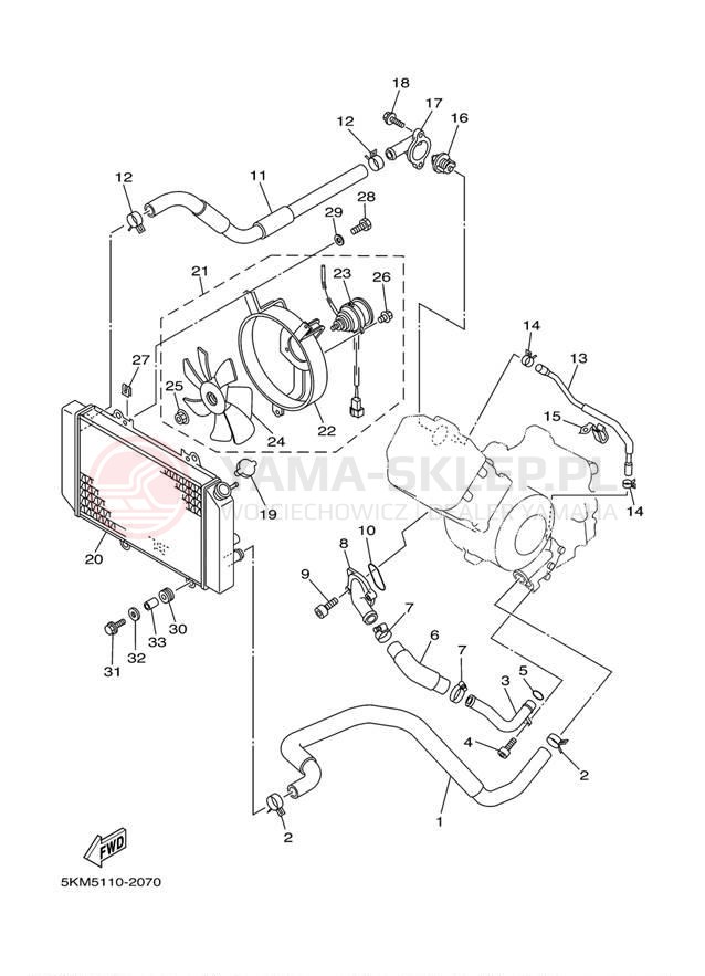 Schemat "Układ chlodzenia" do Yamaha GRIZZLY 660 YFM660FR