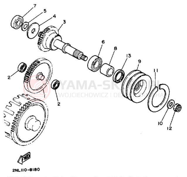 Schemat "PTO - sprzęgło" do Yamaha TERRA PRO YFP350U