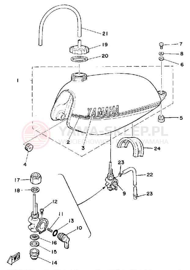 Schemat "zbiornik paliwa" do Yamaha DT125G