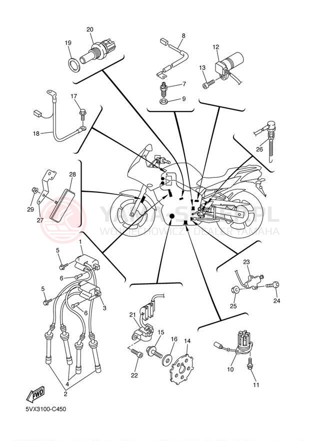Schemat "układ elektryczny" do Yamaha FZ6 FZ600SSC/FZ600SS