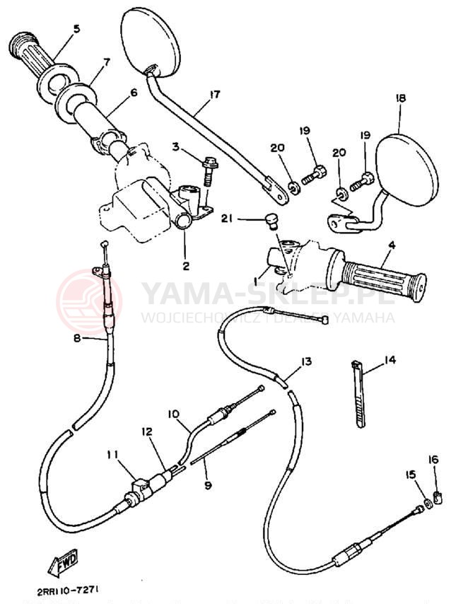 Schemat "Kierownica i osprzęt" do Yamaha YSR50W