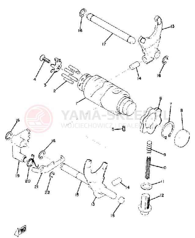 Schemat "Dźwignia zmiany biegów, wałek" do Yamaha SC500
