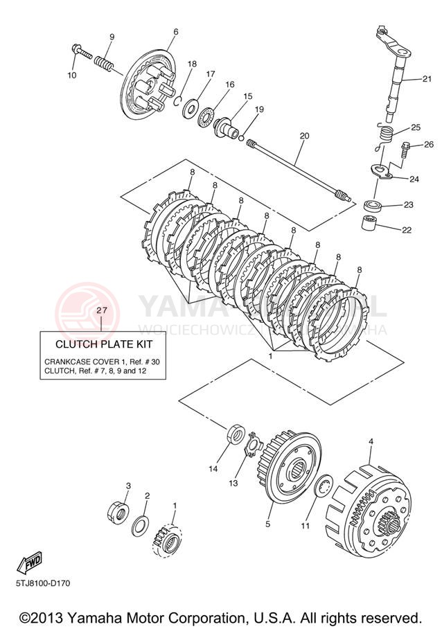 Schemat "sprzęgło" do Yamaha WR450F WR450FV